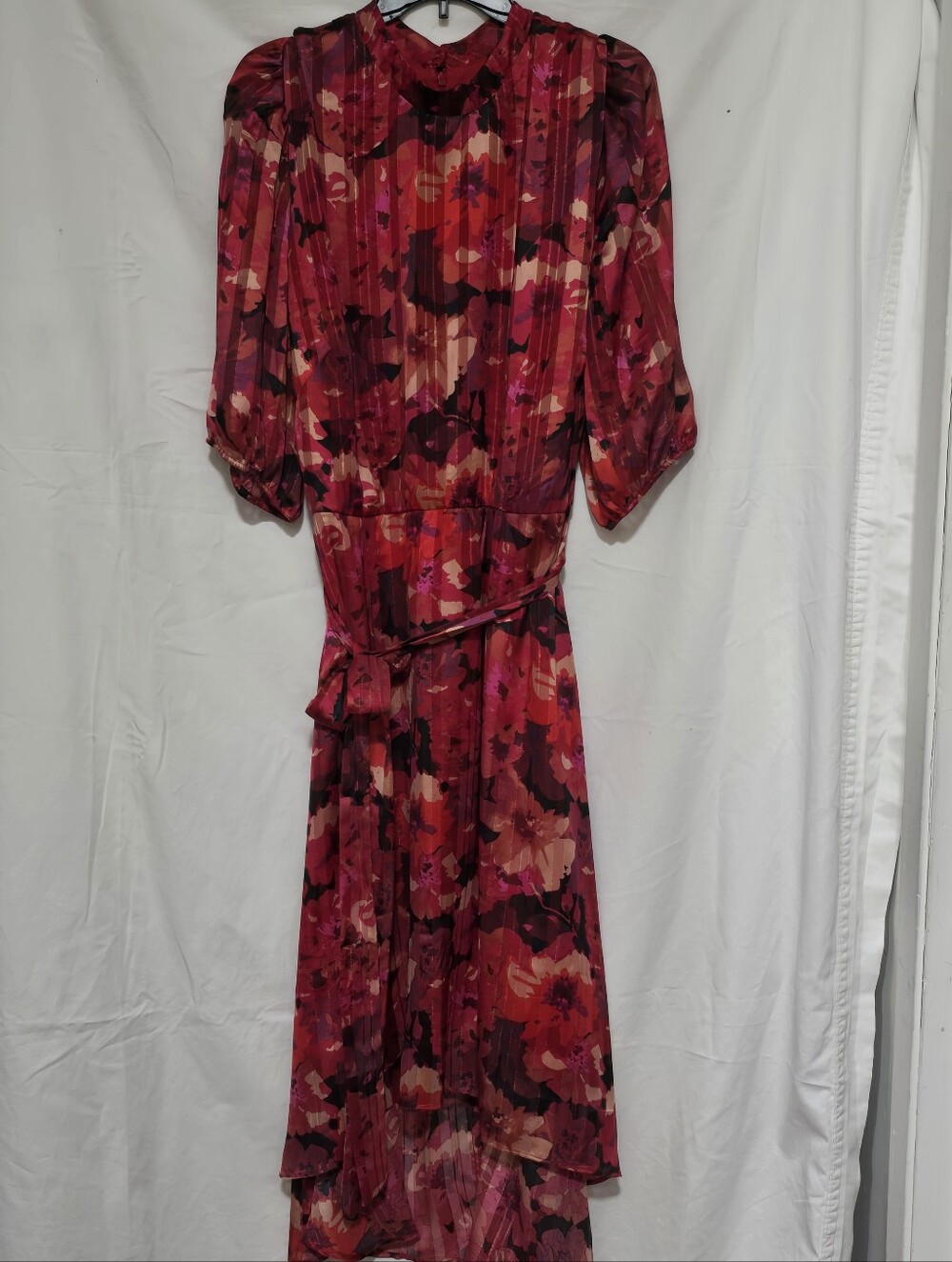 Lane Bryant Red Floral High-Low Midi Dress